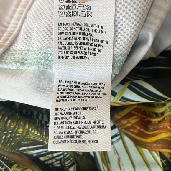 American Eagle Swim Board Shorts Mens Large Palm Tree Drawstring - Picture 7 of 13